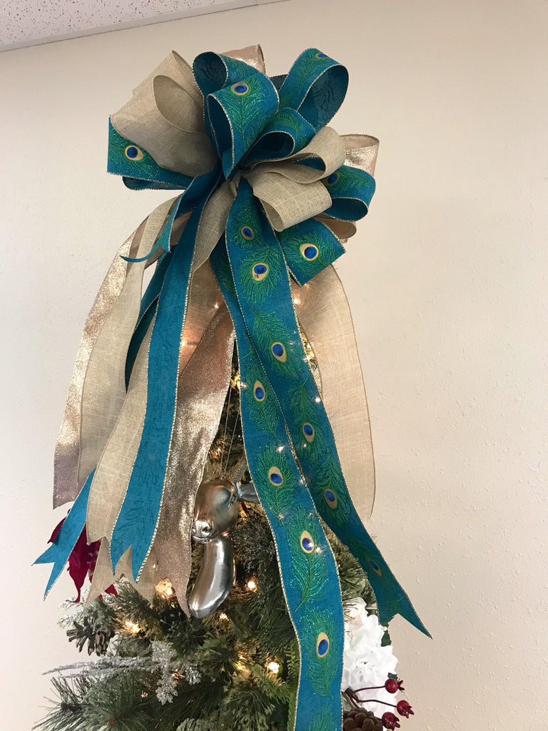 Blue Ribbon Tree Topper Blue Bow Tree Topper
